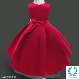 Hopscotch Girls Cotton and Polyester Sleeveless Applique Floral Party Dress in Red Color (985150) - 2-3 Years, Red (985150), Polyster, Printed, Pack of : Single